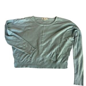 CHEERY CLOTH Sage Dolman Sleeve Semi Cropped Cotton Blend Sweater Womens S